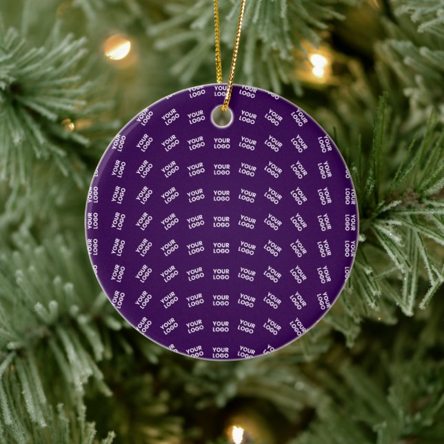 Unique Logo or Any Uploaded Image Pattern | Purple Ceramic Ornament (Tree)