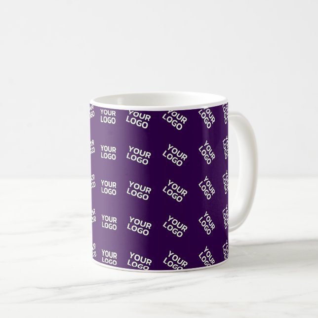 Unique Logo or Any Uploaded Image Pattern | Purple Coffee Mug (Front Right)