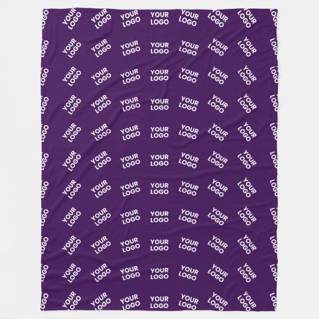 Unique Logo or Any Uploaded Image Pattern | Purple Fleece Blanket (Front)
