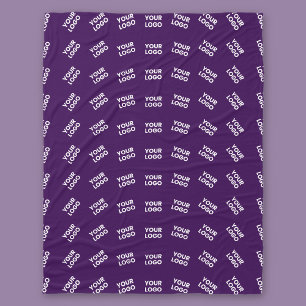Unique Logo or Any Uploaded Image Pattern   Purple Fleece Blanket