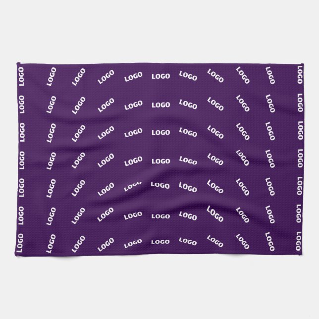 Unique Logo or Any Uploaded Image Pattern | Purple Kitchen Towel (Horizontal)