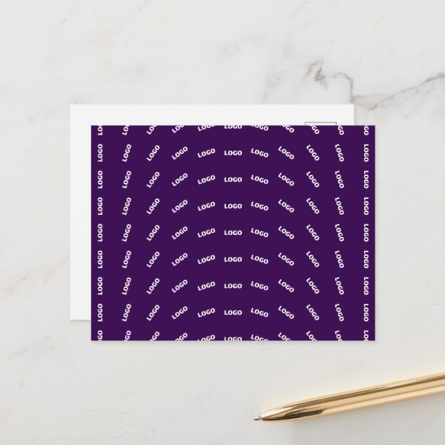 Unique Logo or Any Uploaded Image Pattern | Purple Postcard (Front/Back In Situ)