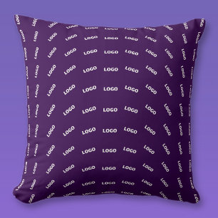 Unique Logo or Any Uploaded Image Pattern   Purple Throw Pillow