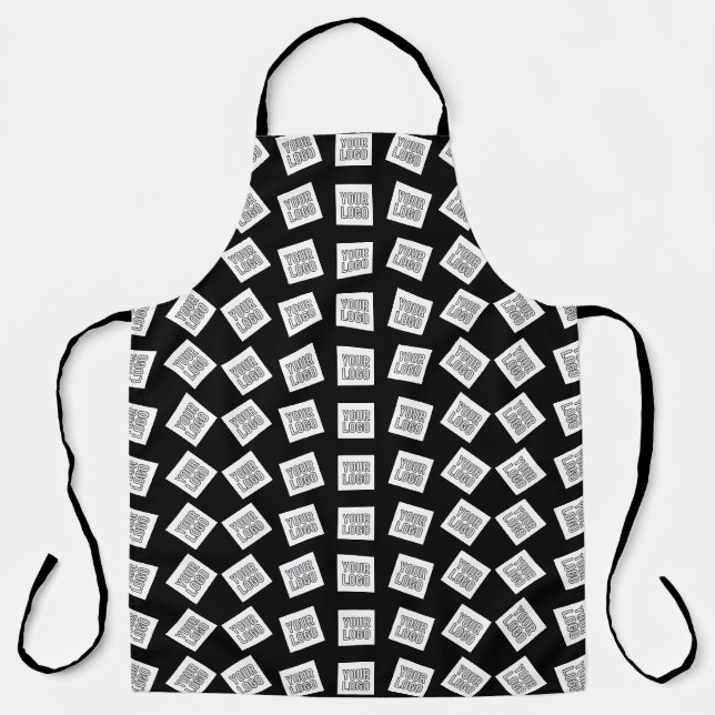 Unique Logo or Image Pattern | Black (editable) Apron (Front)