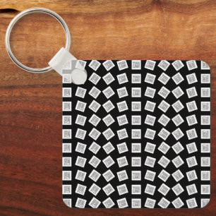 Unique Logo or Image Pattern   Black (editable) Keychain