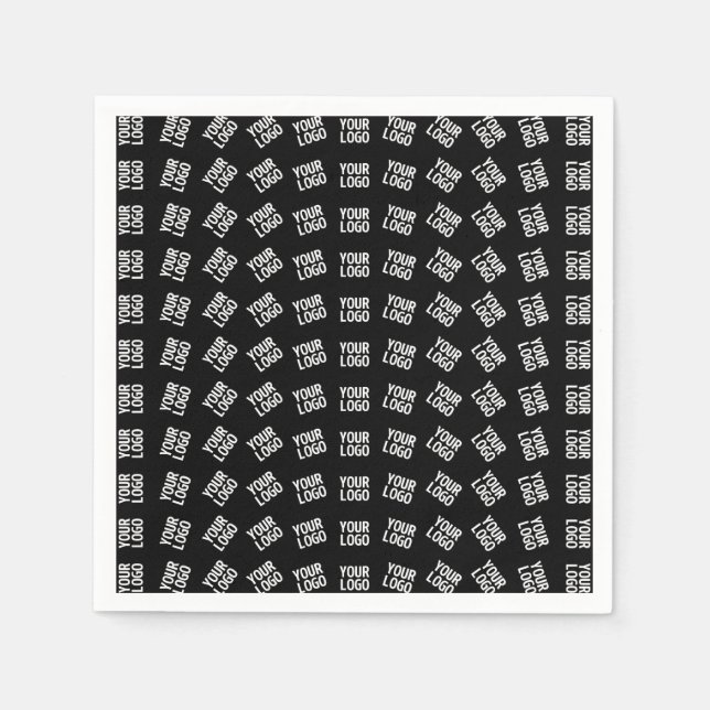 Unique Logo or Image Pattern | Black (editable) Napkin (Front)