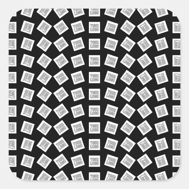 Unique Logo or Image Pattern | Black (editable) Square Sticker (Front)