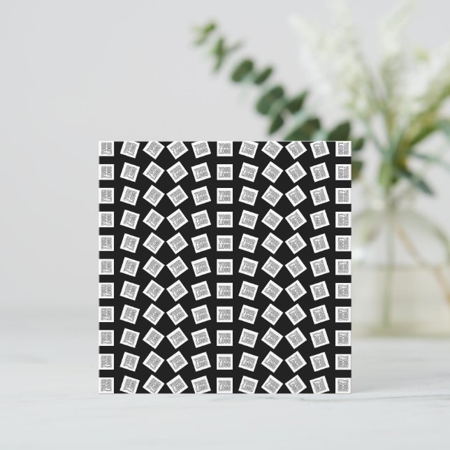 Unique Logo or Image Pattern | Black (editable) Thank You Card (Standing Front)