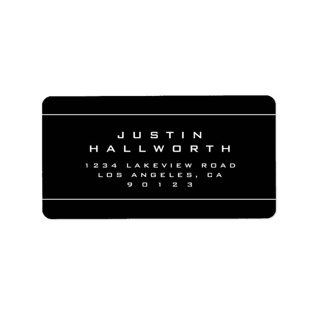 Unique Looking Black & White Return Address Label (Front)