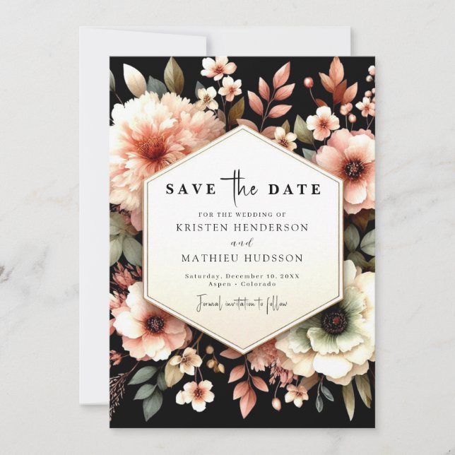 Unique Lovely Pink Floral Wedding Save The Date (Front)