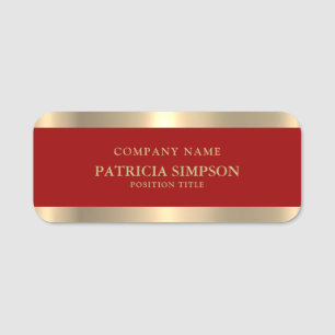 Unique Luxury Dark Red And Gold: Elegant & Modern Name Tag