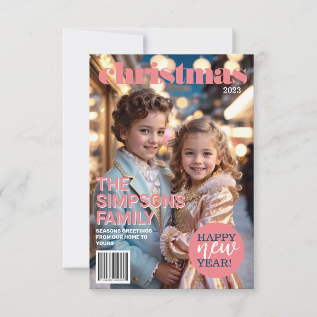 Unique Magazine Cover Christmas Holiday Card (Front)