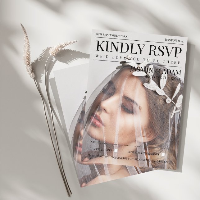 Unique Magazine Style Editorial Photo Wedding RSVP Enclosure Card (Unique Magazine Style Editorial Photo Wedding RSVP Enclosure Card)
