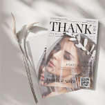 Unique Magazine Style Editorial Photo Wedding Thank You Card<br><div class="desc">Presenting our Unique Magazine Style Editorial Photo Wedding Thank You Cards—a stunning fusion of modern design and editorial flair. Mimicking the allure of a chic magazine cover, these thank you cards boast a distinctive layout that elevates your love story to a captivating editorial experience. The inclusion of a QR code...</div>