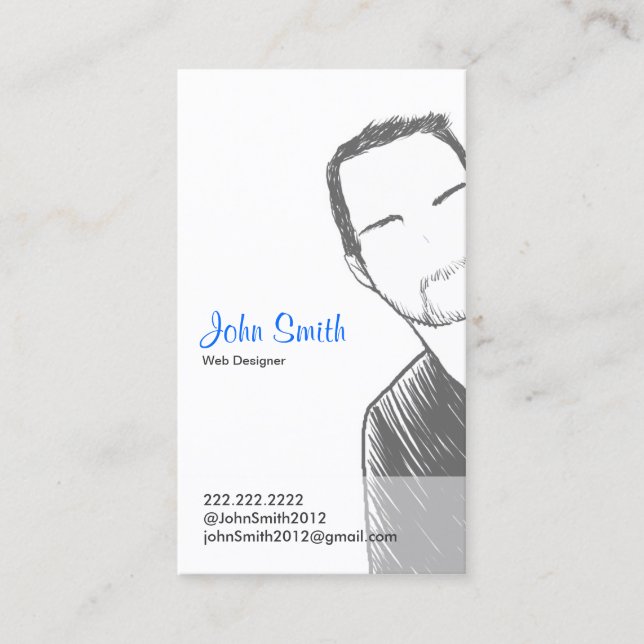 Unique Male Drawing Professional Business Card (Front)