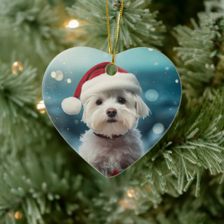 Unique Maltese Christmas, Gift For Dog Lovers Ceramic Ornament