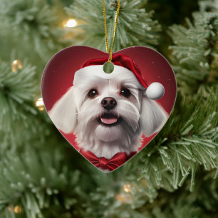 Unique Maltese Christmas, Gift For Dog Lovers Ceramic Ornament