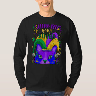 Unique Mardi Gras Party Fat Tuesday Cat Graphic Te T-Shirt