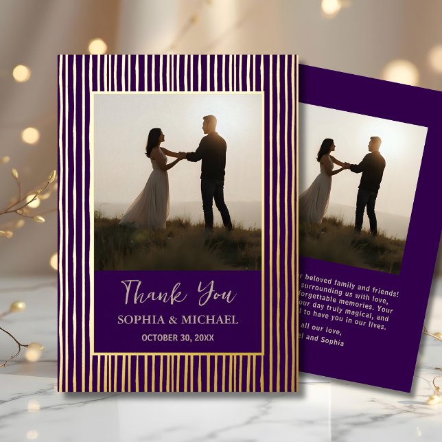 Unique Mariage Carte de remerciements 2 Photo Purp (Créateur téléchargé)