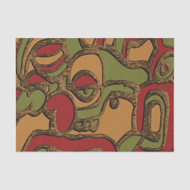 Unique Mayan Hieroglyphs Design Tissue Paper (Front)