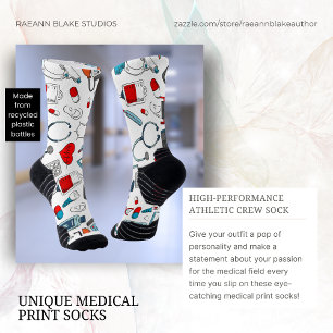 Unique Medical Print Crew Socks