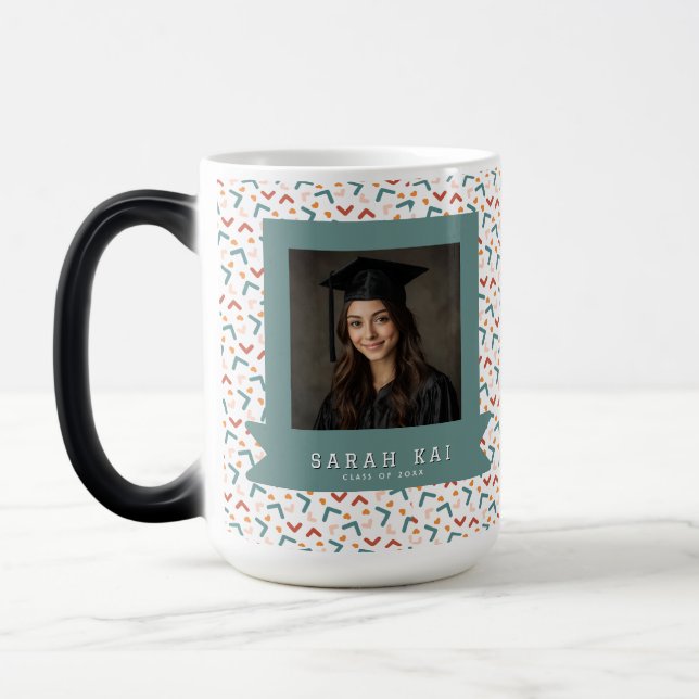 Unique Memphis Print Graduating Class Magic Mug (Left)