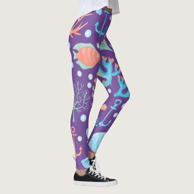 unique mermaid fish sea aquatic girls leggings (Right)