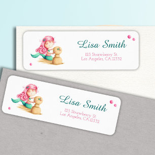 Unique mermaid with pink hair return address