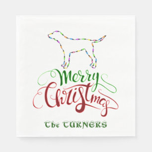 Unique Merry Christmas Light Bulbs Dog Monogram Napkin