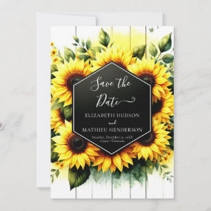 Unique Minimal Sunflower Wedding Save The Date