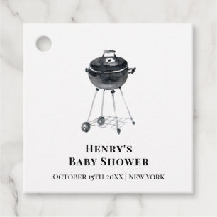 Unique Minimalist BBQ Grill Baby Shower Favour Tags