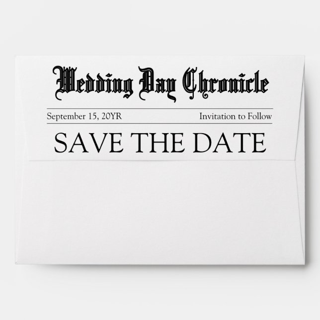Unique Minimalist Customizable Script Wedding Mail Envelope (Back (Top Flap))