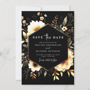 Unique Minimalist Gold and Black Wedding Save The Date