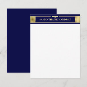 Unique Minimalist Navy Blue And Gold Name Card