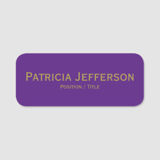 Unique Minimalist Royal Purple & Gold Professional Name Tag