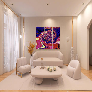 Unique Modern Abstract Liquified Marble Custom Triptych