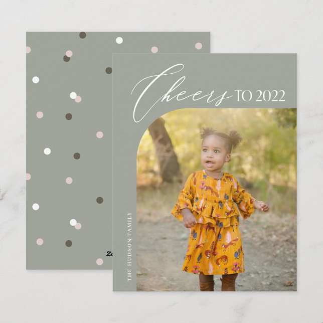 Unique Modern Arch Photo Cheers to 2022 New Year Holiday Card (Front/Back)