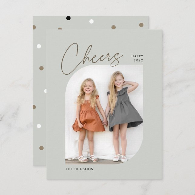 Unique Modern Arch Photo Cheers to 2022 New Year Holiday Card (Front/Back)