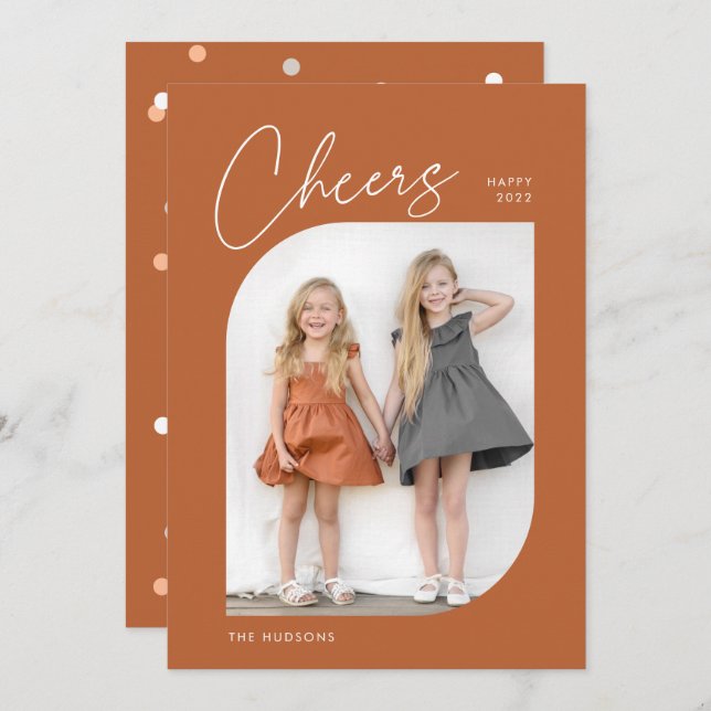 Unique Modern Arch Photo Cheers to 2022 New Year Holiday Card (Front/Back)