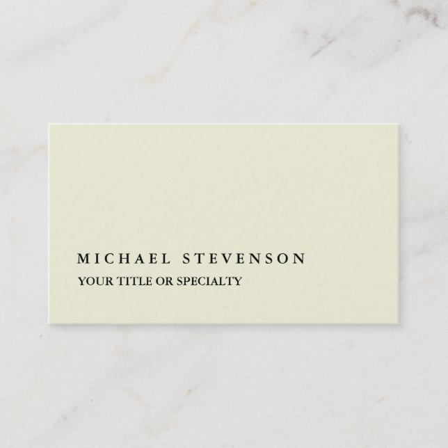 Unique Modern Beige Colour Minimalist Plain Business Card (Front)
