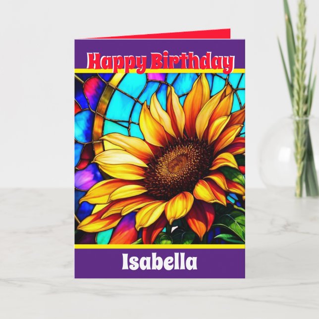 Unique Modern Big Elegant Sunflower Collection Card (Front)