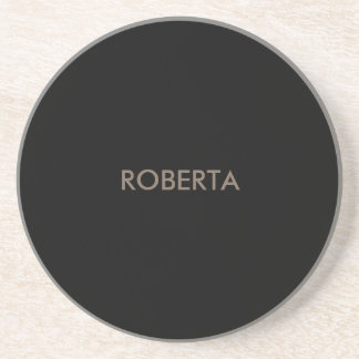 Unique Modern Black Grey Add Own Name Coaster