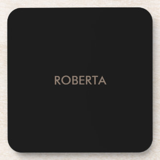 Unique Modern Black Grey Add Own Name Coaster