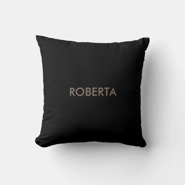 Unique Modern Black Grey Add Own Name Throw Pillow (Front)