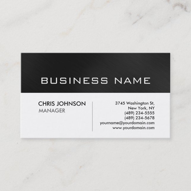 Unique modern black grey white business card (Front)