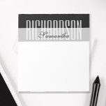 Unique Modern Black Grey White Geometric Script Notepad<br><div class="desc">Chic and modern personalized black,  grey and white minimalist geometric design script note pad. Replace the details with your own.</div>