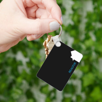 Unique modern black Real Estate Listing Agent Keychain