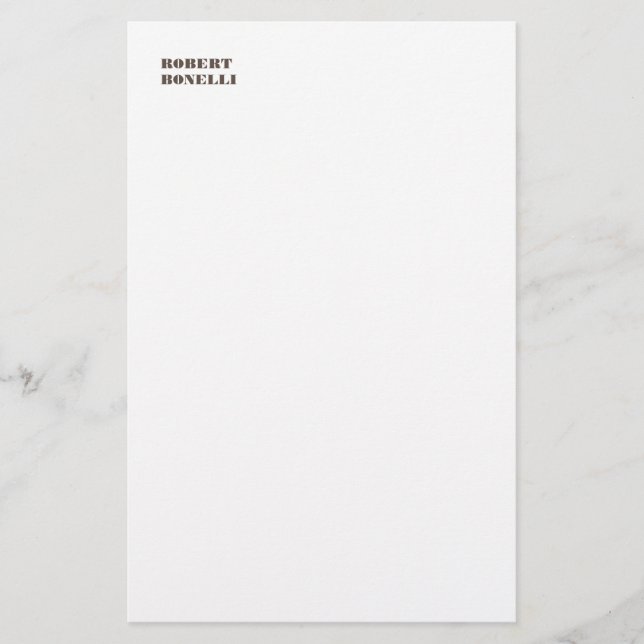 Unique Modern Black White Your Name Minimalist Stationery (Front)