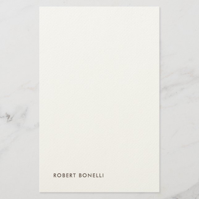 Unique Modern Black White Your Name Minimalist Stationery (Front)