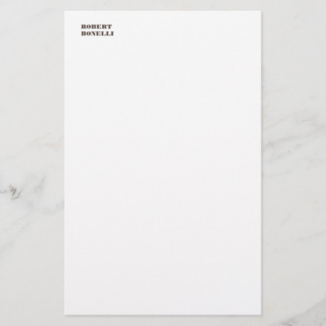 Unique Modern Black White Your Name Minimalist Stationery (Front)